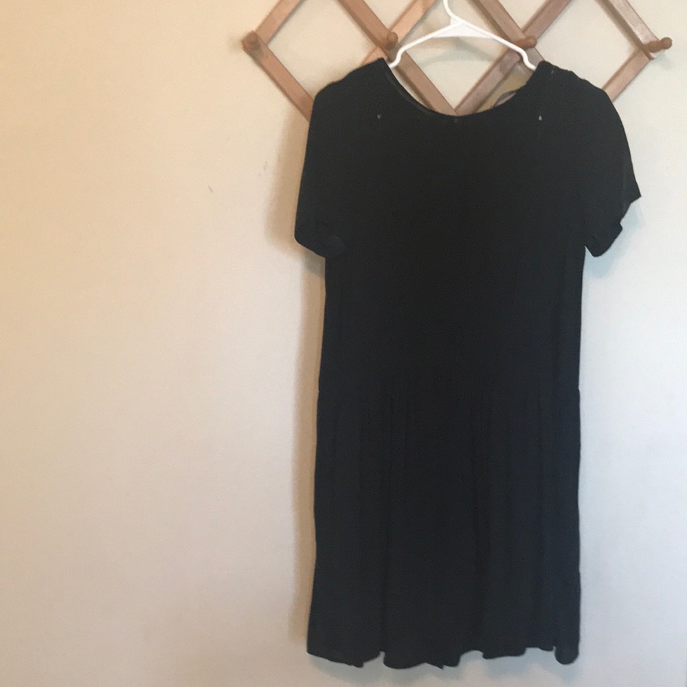 Zara Lace Detail Simple Black Dress